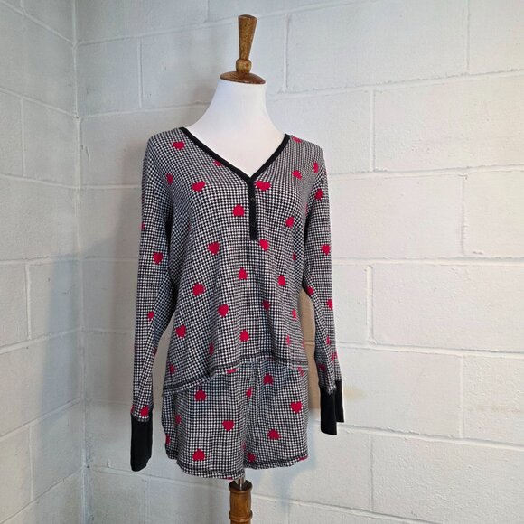 y2k Victoria's Secret Girly Femi Cottage Coquette Gingham & Hearts Thermal PJ's - Picture 4 of 14